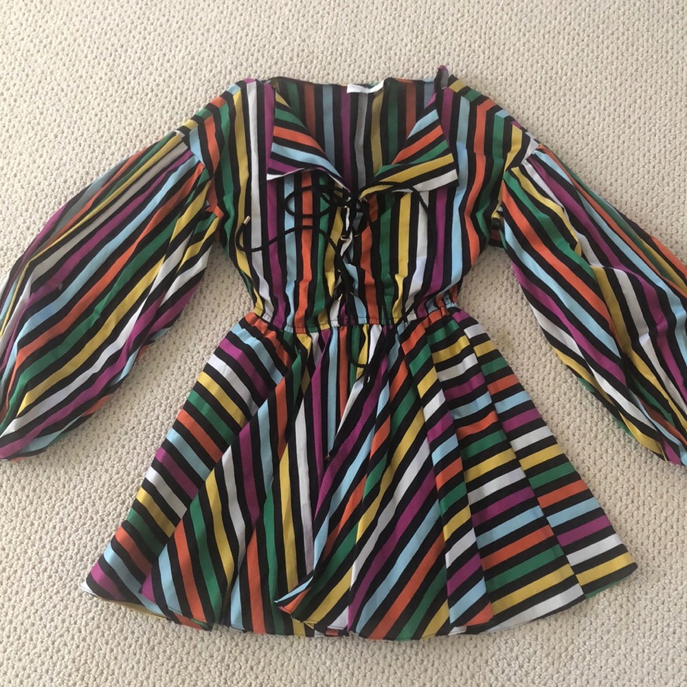 Caroline Constas Rainbow Stripe Dress